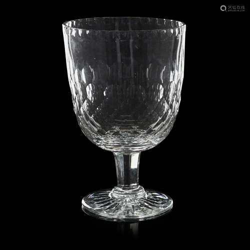 GEORGIAN OVERSIZED FACETED GLASS RUMMER LATE 18TH CENTURY the thumb-cut rim above facet-cutting to