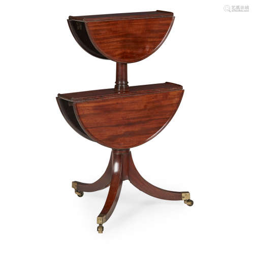 GEORGE III MAHOGANY DROP-LEAF DUMBWAITER LATE 19TH CENTURY with two graduated circular tiers with