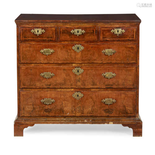 GEORGE I WALNUT CHEST OF DRAWERS EARLY 18TH CENTURY, AND LATER the later quarter veneered and