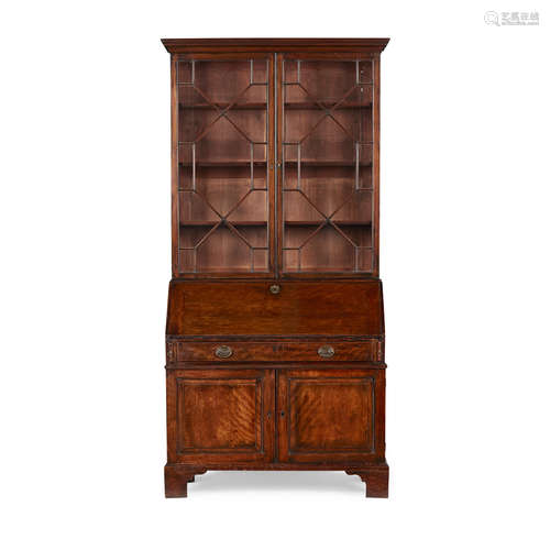 GEORGE III MAHOGANY BUREAU BOOKCASE LATE 18TH CENTURY the moulded cornice above a pair of astragal