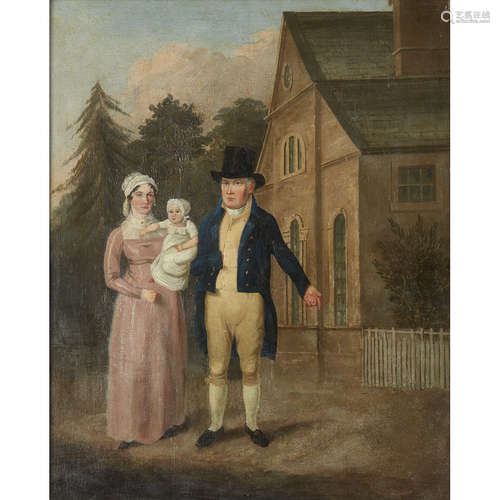 19TH CENTURY BRITISH SCHOOL A GROUP PORTRAIT OF JASPER RYLES AND FAMILY Oil on canvas 57cm x 47cm (