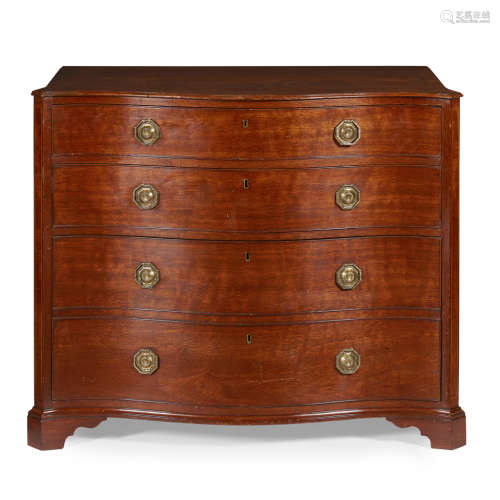 GEORGE III MAHOGANY SERPENTINE CHEST OF DRAWERS LATE 18TH CENTURY the top with a moulded edge