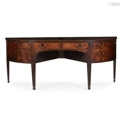 GEORGE III BOWFRONT MAHOGANY SIDEBOARD, IN THE MANNER OF THOMAS SHEARER 18TH CENTURY with a
