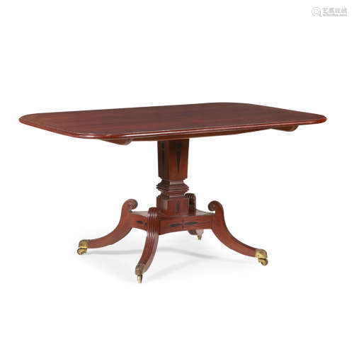 REGENCY MAHOGANY, PARTRIDGEWOOD, AND STAINED FRUITWOOD BREAKFAST TABLE 19TH CENTURY the rounded