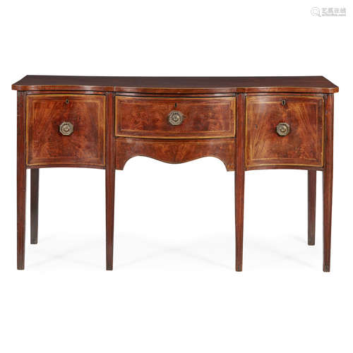 GEORGE III MAHOGANY SERPENTINE SIDEBOARD LATE 18TH CENTURY the serpentine top above a central drawer