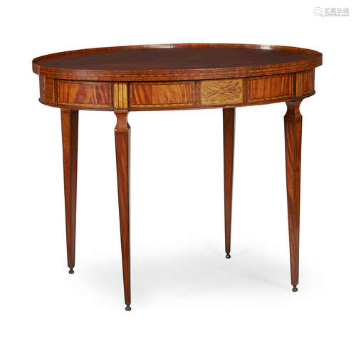 DUTCH SATINWOOD, WALNUT AND PEARWOOD MARQUETRY OVAL TABLE LATE 18TH CENTURY the oval quarter-