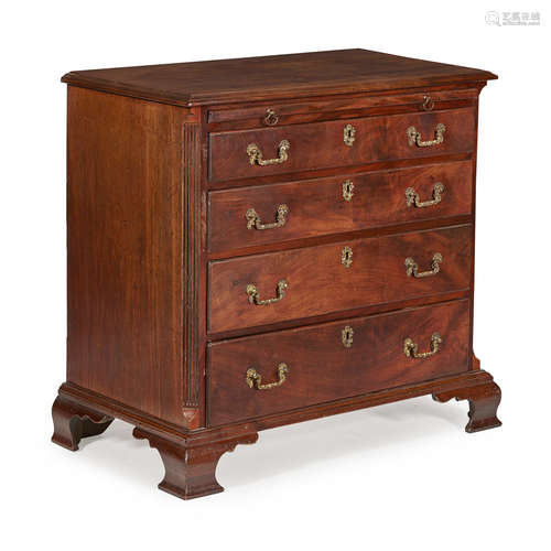 EARLY GEORGE III MAHOGANY CHEST OF DRAWERS MID 18TH CENTURY the top with a moulded edge above a