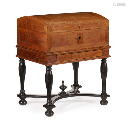 DUTCH OAK AND FRUITWOOD PARQUETRY CHEST-ON-STAND EARLY 18TH CENTURY the domed top with geometric