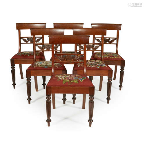 SET OF EIGHT REGENCY MAHOGANY DINING CHAIRS EARLY 19TH CENTURY with six side chairs and a pair of