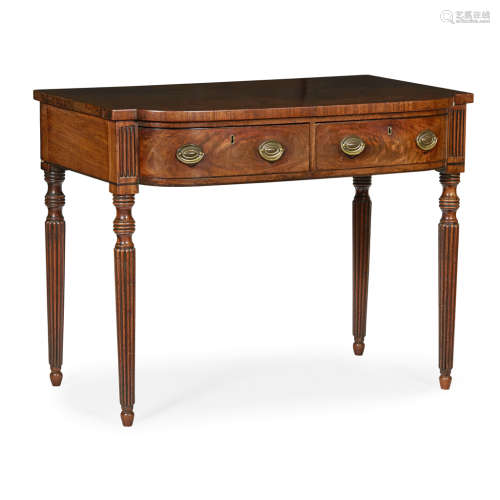 REGENCY MAHOGANY SERVING TABLE EARLY 19TH CENTURY the broken D-shaped top above a pair of short