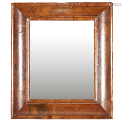 QUEEN ANNE WALNUT MIRROR EARLY 18TH CENTURY the later rectangular mirror plate in a cushion