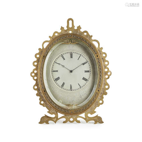 GILT BRASS STRUT CLOCK BY LEROY & FILS, IN THE MANNER OF THOMAS COLE 19TH CENTURY the pierced oval