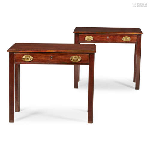 PAIR OF GEORGE III STYLE SIDE TABLES MODERN, INCORPORATING 18TH CENTURY TIMBER the rectangular