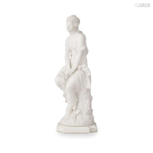 HIPPOLYTE FRANCOIS MOREAU (FRENCH, 1832-1927) LE RÈVE white marble, depicting a seated semi-nude