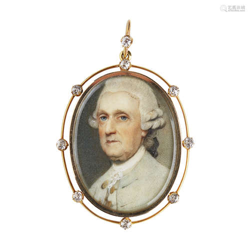 ATTRIBUTED TO GEORGE ENGLEHEART (1752-1829) PORTRAIT MINIATURE OF CHARLES PAXTON (1704-1788)