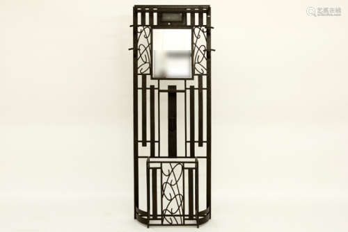 Art Deco-kapstok in smeedijzer met paraplubak, kleine étagère, spiegel en ingebouwd [...]