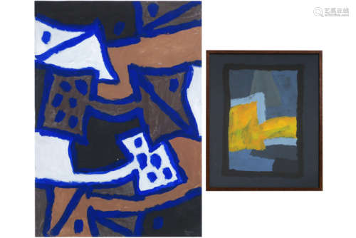 ANTOINE WILLY (° 1946) twee werken met abstracte composities : een acryl [...]
