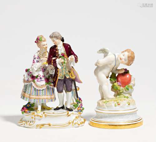 GALANTES PAAR. Meissen. 1910. Modell A. Ringler, 1889-1890. Porzellan, farbig und gold staffiert.