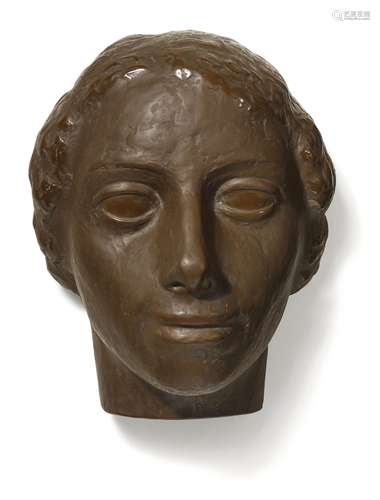 MASKE DER SCHAUSPIELERIN TILLA DURIEUX. Meissen. Modell A. Gaul, 1923. Böttger-Steinzeug. Höhe 20cm.