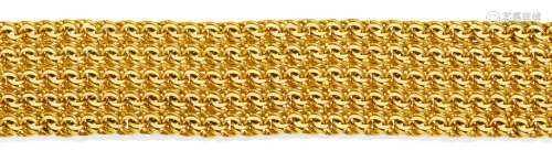 GOLD-ARMBAND. Deutschland, um 1970. 585/- Gelbgold, Gesamtgewicht: 59,0g. B x L=ca. 2,5 x 20,0cm.