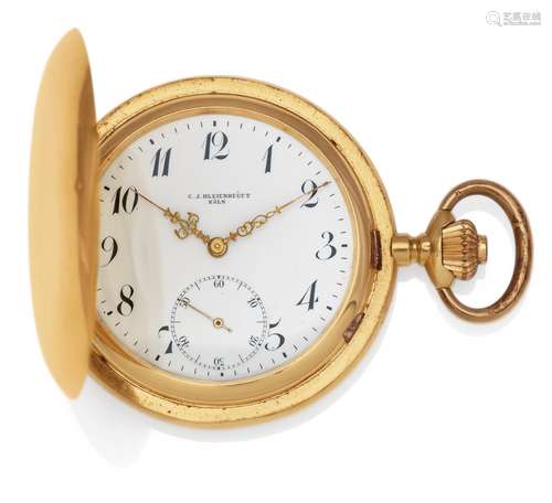 J. MUTTER-KAPPELERSchweiz. Taschenuhr. Handaufzug. 750/- Gelbgold, Zffbl. Email, Zeiger golden.