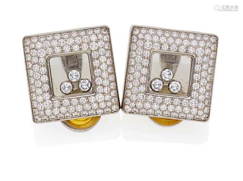 CHOPARDHappy Diamonds. Ohrsteckclips. Schweiz, um 1980. 750/- Weißgold, Gesamtgewicht: 21,0g. H x