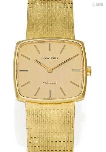 LONGINESSchweiz, um 1970.Flagship. Herrenuhr. Handaufzug. 750/- Gelbgold, Zffbl. lackiert,