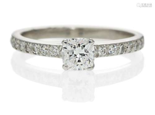 TIFFANY & CO.Diamant-Ring. USA, um 2005. 950/- Platin, Gesamtgewicht: 3,5g. EU-RM: 49. 1 Diamant