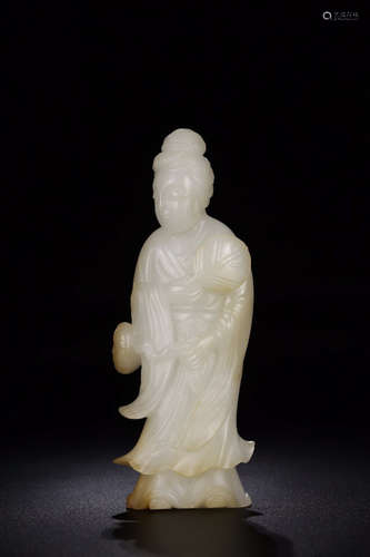 A PAIR OF HETIAN JADE BUDDHA FIGURES