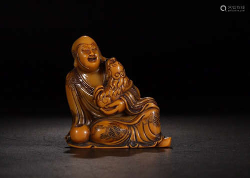 A SHOUSHAN STONE BUDDHA FIGURE