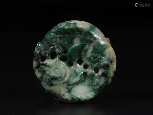 A JADEITE PENDANT OF TWIN FISH