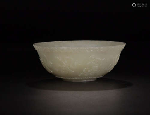 A LARGE HETIAN JADE BOWL