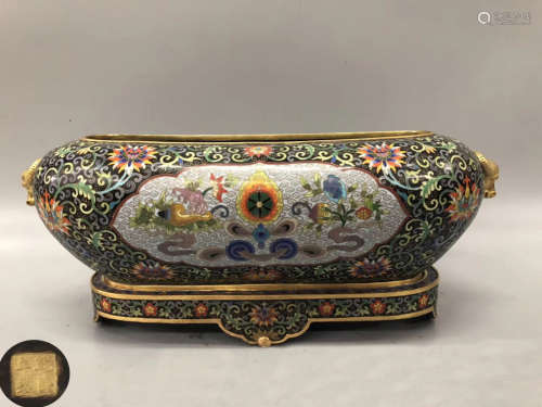 A PAIR OF ENAMELED BRONZE CENSERS WITH QIANLONG MARKING AND DRAGON&PHOENIX PATTERNS