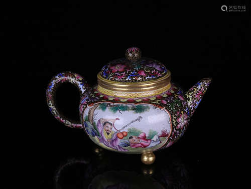 A ZISHA TEAPOT WITH PAINTING AND MARKING