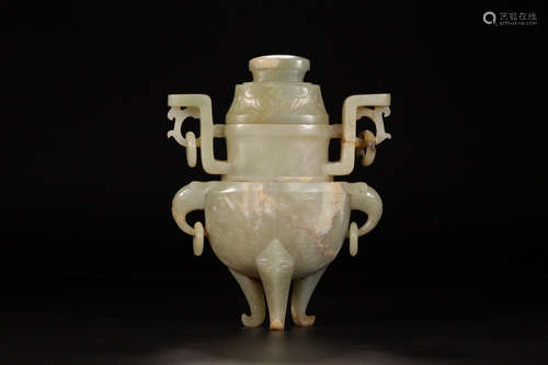 A HETIAN JADE FURNITURE THAT CAN BE USED AS TRIPOD OR CENSER