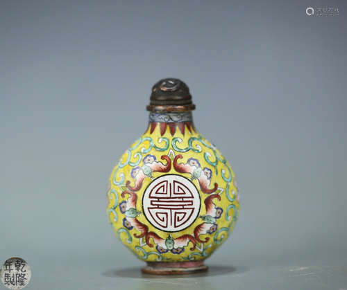 A BRONZE CLOISONNE CASTED BAT PATTERN SNUFF BOTTLE