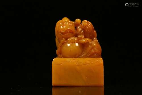 A Soapstone TIANHUANG Dragon Seal