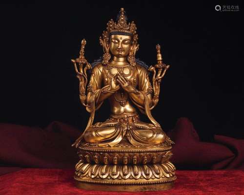 A GILT-BRONZE FIGURE OF TARA