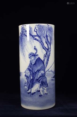 A BLUE AND WHITE BRUSH POT, WANG BU