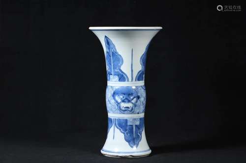 A BLUE AND WHITE GU VASE