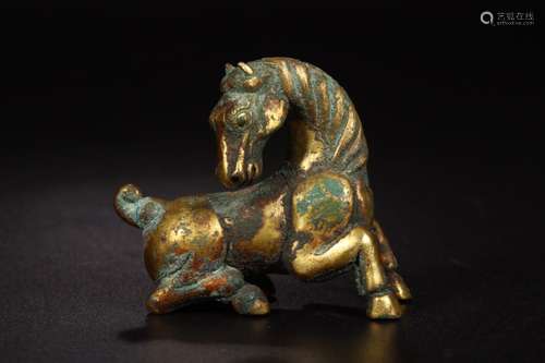 A GILT-BRONZE HORSE-FORM PAPER WEIGHT