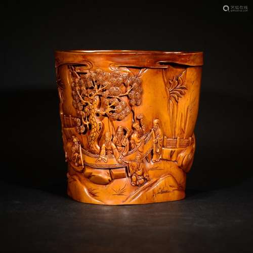 A BOXWOOD BRUSHPOT