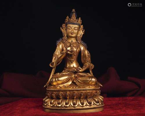 A GILT-BRONZE FIGURE OF BODHISATTVA