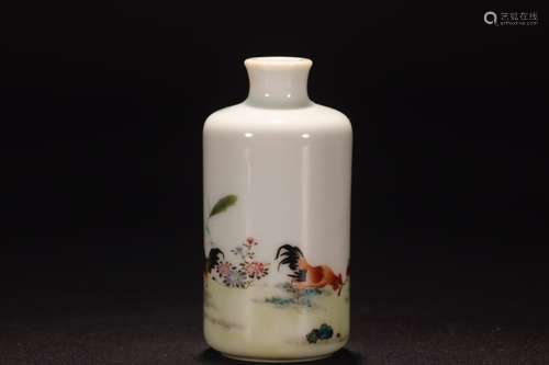 A FAMILLE ROSE BOTTLE VASE, QIANLONG MARK