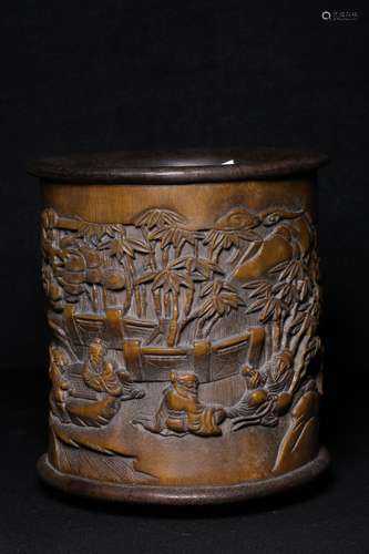 A BAMBOO CARVE BRUSH POT