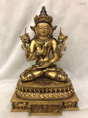 A GILT-BRONZE FIGURE OF BODHISATTVA