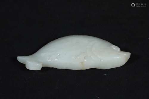 A JADE CARVED FISH-FROM ORNAMENT