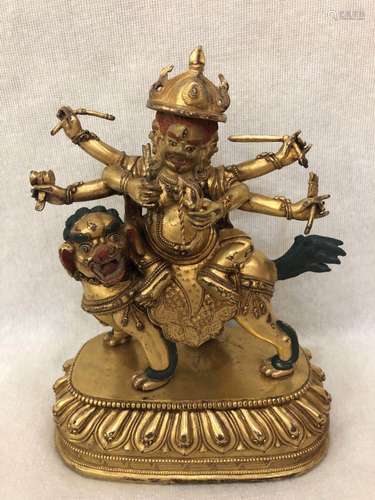 A GILT-BRONZE FIGURE OF DORJE RABTEMMA