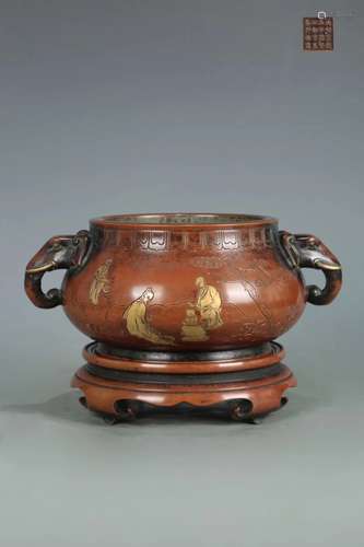 A BRONZE CENSER AND BASE