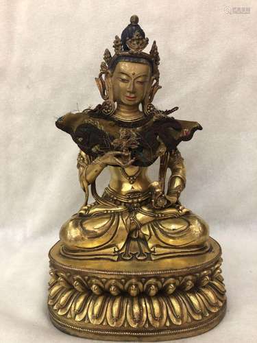 A GILT-BRONZE FIGURE OF BODHISATTVA